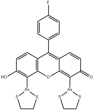 4,5-Bis(1,3,2-dithiarsolan-2-yl)-9-(4-fluorophenyl)-6-hydroxy-3H-xanthen-3-one Structure