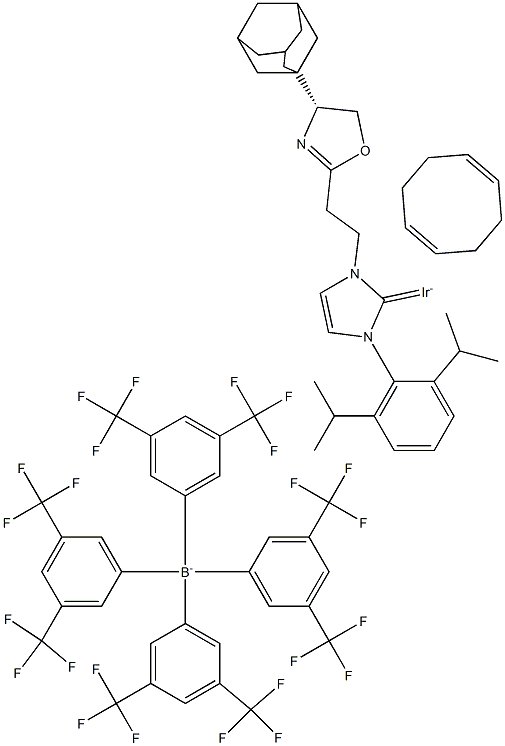{1-[(4R)-2-(1-AdaMantyl-4,5-dihydrooxazolyl)ethyl]-3-(2,6-di-i-propylphenyl)iMidazolin-2-ylidene}(1,5-cyclooctadiene)iridiuM(I) tetrakis[3,5-bis(trifluoroMethyl)phenyl]borate Structure
