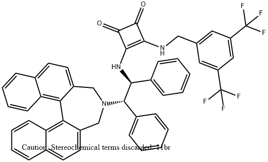 3-[[[3,5-bis(trifluoromethyl)phenyl]methyl]amino]-4-[[(1S,2S)-2-[(11bR)-3,5-dihydro-4H-dinaphth[2,1-c:1',2'-e]azepin-4-yl]-1,2-diphenylethyl]amino]-3-Cyclobutene-1,2-dione Structure