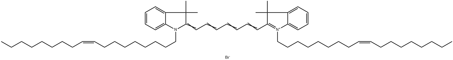 2-{7-[3,3-dimethyl-1-(octadec-9-en-1-yl)-2,3-dihydro-1H-indol-2-ylidene]hepta-1,3,5-trien-1-yl}-3,3-dimethyl-1-(octadec-9-en-1-yl)-3H-indol-1-ium bromide Structure