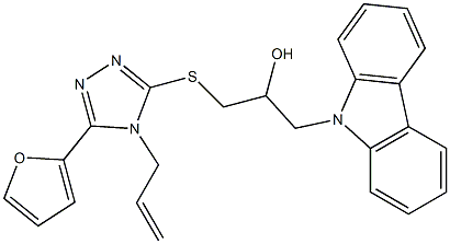 1-((4-allyl-5-(furan-2-yl)-4H-1,2,4-triazol-3-yl)thio)-3-(9H-carbazol-9-yl)propan-2-ol Structure