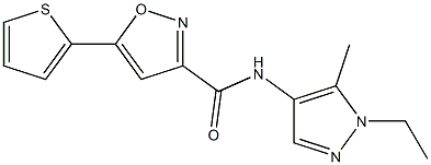 N-(1-ethyl-5-methylpyrazol-4-yl)-5-thiophen-2-yl-1,2-oxazole-3-carboxamide Structure