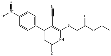 ethyl 2-((3-cyano-4-(4-nitrophenyl)-6-oxo-1,4,5,6-tetrahydropyridin-2-yl)thio)acetate Structure