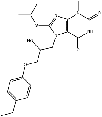 7-(3-(4-ethylphenoxy)-2-hydroxypropyl)-8-(isopropylthio)-3-methyl-3,7-dihydro-1H-purine-2,6-dione Structure