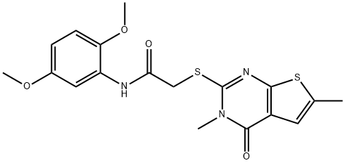 N-(2,5-dimethoxyphenyl)-2-(3,6-dimethyl-4-oxothieno[2,3-d]pyrimidin-2-yl)sulfanylacetamide Structure