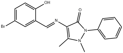 (E)-4-((5-bromo-2-hydroxybenzylidene)amino)-1,5-dimethyl-2-phenyl-1,2-dihydro-3H-pyrazol-3-one Structure