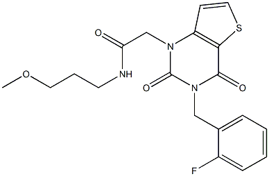 2-[3-[(2-fluorophenyl)methyl]-2,4-dioxothieno[3,2-d]pyrimidin-1-yl]-N-(3-methoxypropyl)acetamide Structure