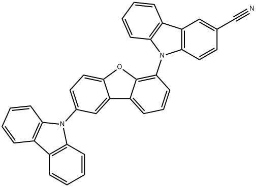 9H-Carbazole-3-carbonitrile, 9-[8-(9H-carbazol-9-yl)-4-dibenzofuranyl]- Structure