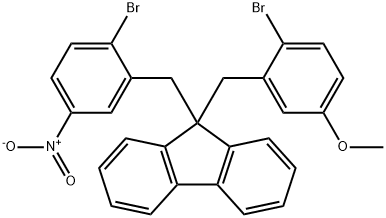9H-Fluorene, 9-[(2-bromo-5-methoxyphenyl)methyl]-9-[(2-bromo-5-nitrophenyl)methyl]- Structure