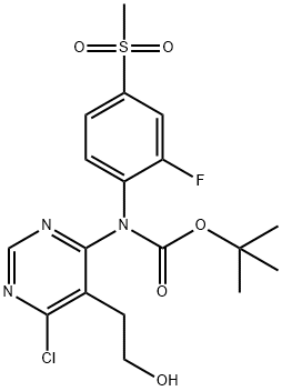 tert-butyl(6-chloro-5-(2-hydroxyethyl)pyrimidin-4-yl)(2-fluoro-4-(methylsulfonyl)phenyl)carbamate Structure