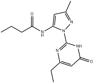 N-[2-(6-ethyl-4-oxo-1H-pyrimidin-2-yl)-5-methylpyrazol-3-yl]butanamide Structure