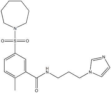 5-(azepan-1-ylsulfonyl)-N-(3-imidazol-1-ylpropyl)-2-methylbenzamide Structure