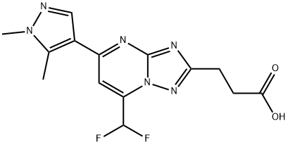 3-[7-(Difluoromethyl)-5-(1,5-dimethylpyrazol-4-yl)-[1,2,4]triazolo[1,5-a]pyrimidin-2-yl]propanoic acid Structure