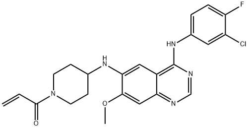 N6-(1-acryloylpiperidin-4-yl)-N4-(3-chloro-4-fluorophenyl)-7-methoxyquinazoline-4,6-diamine Structure