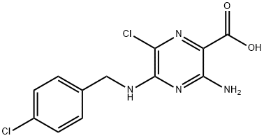 3-amino-6-chloro-5-((4-chlorobenzyl)amino)pyrazine-2-carboxylic acid Structure