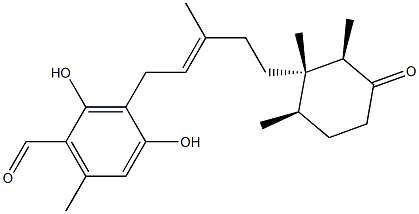 Benzaldehyde,2,4-dihydroxy-6-methyl-3-[(2E)-3-methyl-5-[(1S,2R,6R)-1,2,6-trimethyl-3-oxocyclohexyl]-2-penten-1-yl]- Structure