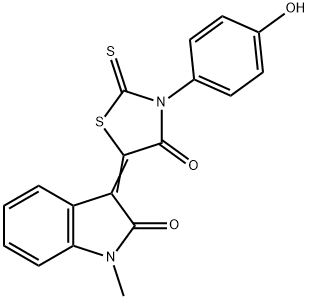 (Z)-3-(4-hydroxyphenyl)-5-(1-methyl-2-oxoindolin-3-ylidene)-2-thioxothiazolidin-4-one Structure
