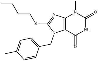 8-(butylthio)-3-methyl-7-(4-methylbenzyl)-3,7-dihydro-1H-purine-2,6-dione Structure