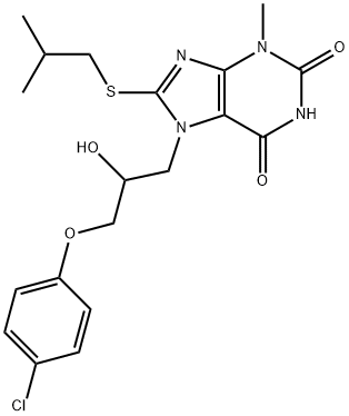 7-(3-(4-chlorophenoxy)-2-hydroxypropyl)-8-(isobutylthio)-3-methyl-3,7-dihydro-1H-purine-2,6-dione Structure