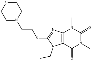 7-ethyl-1,3-dimethyl-8-((2-morpholinoethyl)thio)-3,7-dihydro-1H-purine-2,6-dione Structure
