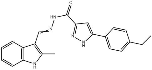 (E)-3-(4-ethylphenyl)-N-((2-methyl-1H-indol-3-yl)methylene)-1H-pyrazole-5-carbohydrazide Structure