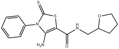 4-amino-3-phenyl-N-((tetrahydrofuran-2-yl)methyl)-2-thioxo-2,3-dihydrothiazole-5-carboxamide Structure