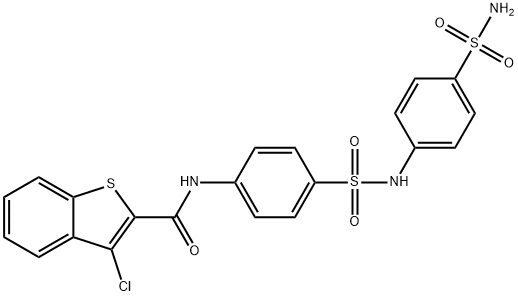 N-[4-({[4-(aminosulfonyl)phenyl]amino}sulfonyl)phenyl]-3-chloro-1-benzothiophene-2-carboxamide Structure