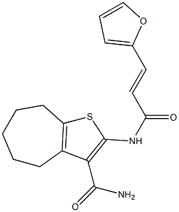 2-[[(E)-3-(furan-2-yl)prop-2-enoyl]amino]-5,6,7,8-tetrahydro-4H-cyclohepta[b]thiophene-3-carboxamide Structure