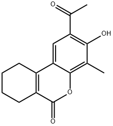 2-Acetyl-3-hydroxy-4-methyl-7,8,9,10-tetrahydro-benzo[c]chromen-6-one Structure