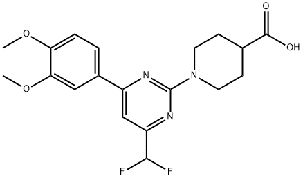 1-[4-(Difluoromethyl)-6-(3,4-dimethoxyphenyl)pyrimidin-2-yl]piperidine-4-carboxylic acid Structure