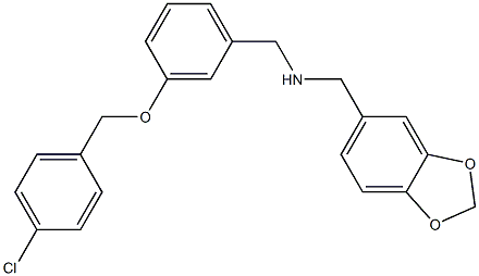 N-(1,3-benzodioxol-5-ylmethyl)-1-[3-[(4-chlorophenyl)methoxy]phenyl]methanamine Structure