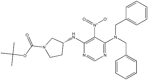 1-Pyrrolidinecarboxylic acid, 3-[[6-[bis(phenylmethyl)amino]-5-nitro-4-pyrimidinyl]amino]-, 1,1-dimethylethyl ester, (3R)- Structure