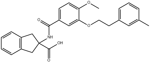 2-[4-methoxy-3-(2-m-tolyl-ethoxy)-benzoylamino]-indane-2-carboxylic acid Structure