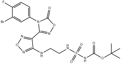 Carbamic acid,N-[[[2-[[4-[4-(3-bromo-4-fluorophenyl)-4,5-dihydro-5-oxo-1,2,4-oxadiazol-3-yl]-1,2,5-oxadiazol-3-yl]amino]ethyl]amino]sulfonyl]-, 1,1-dimethylethyl ester Structure