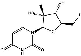 1-((2R,3R,4R,5S)-3,4-dihydroxy-5-(iodomethyl)-3-methyltetrahydrofuran-2-yl)pyrimidine-2,4(1H,3H)-dione Structure