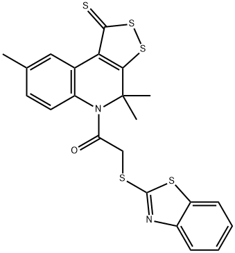 2-(1,3-benzothiazol-2-ylsulfanyl)-1-(4,4,8-trimethyl-1-thioxo-1,4-dihydro-5H-[1,2]dithiolo[3,4-c]quinolin-5-yl)ethanone Structure