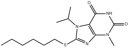 8-(hexylsulfanyl)-3-methyl-7-(propan-2-yl)-3,7-dihydro-1H-purine-2,6-dione Structure