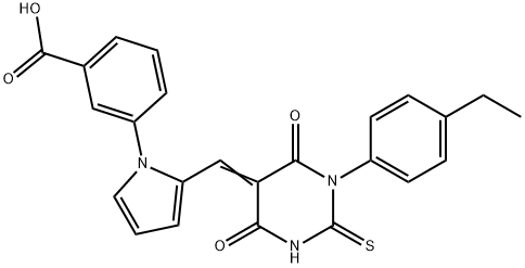3-(2-{(E)-[1-(4-ethylphenyl)-4,6-dioxo-2-thioxotetrahydropyrimidin-5(2H)-ylidene]methyl}-1H-pyrrol-1-yl)benzoic acid Structure