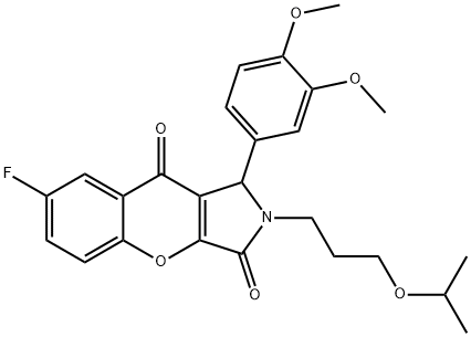 1-(3,4-dimethoxyphenyl)-7-fluoro-2-(3-isopropoxypropyl)-1,2-dihydrochromeno[2,3-c]pyrrole-3,9-dione Structure