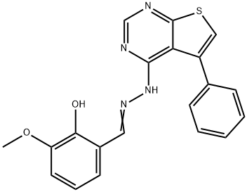 (E)-2-methoxy-6-((2-(5-phenylthieno[2,3-d]pyrimidin-4-yl)hydrazono)methyl)phenol Structure