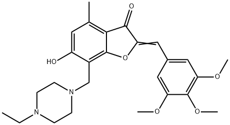 7-[(4-ethyl-1-piperazinyl)methyl]-6-hydroxy-4-methyl-2-(3,4,5-trimethoxybenzylidene)-1-benzofuran-3(2H)-one Structure