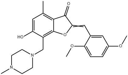 2-(2,5-dimethoxybenzylidene)-6-hydroxy-4-methyl-7-[(4-methyl-1-piperazinyl)methyl]-1-benzofuran-3(2H)-one Structure