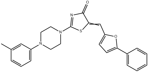 2-[4-(3-methylphenyl)-1-piperazinyl]-5-[(5-phenyl-2-furyl)methylene]-1,3-thiazol-4(5H)-one Structure