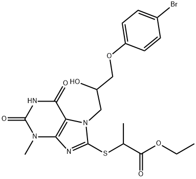 ethyl 2-({7-[3-(4-bromophenoxy)-2-hydroxypropyl]-3-methyl-2,6-dioxo-2,3,6,7-tetrahydro-1H-purin-8-yl}sulfanyl)propanoate Structure