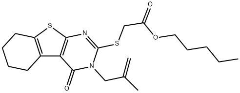 pentyl {[3-(2-methyl-2-propenyl)-4-oxo-3,4,5,6,7,8-hexahydro[1]benzothieno[2,3-d]pyrimidin-2-yl]sulfanyl}acetate Structure