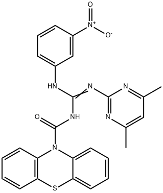 N-(4,6-dimethyl-2-pyrimidinyl)-N'-{3-nitrophenyl}-N''-(10H-phenothiazin-10-ylcarbonyl)guanidine Structure