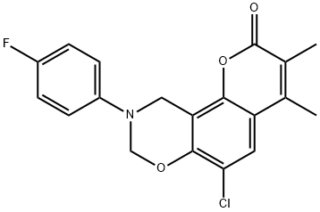 6-chloro-9-(4-fluorophenyl)-3,4-dimethyl-8,10-dihydropyrano[2,3-f][1,3]benzoxazin-2-one Structure