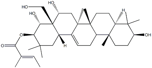 Olean-12-ene-3β,16α,21β,22α,28-pentol 21-[(E)-2-methyl-2-butenoate] Structure