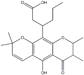 7,8-Dihydro-5-hydroxy-2,2,7,8-tetramethyl-6-oxo-β-propyl-2H,6H-benzo[1,2-b:5,4-b']dipyran-10-propionic acid Structure