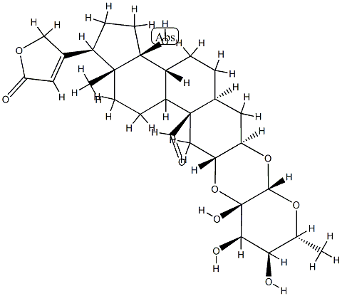 3β,2α-[[(2S,3S,4R,5S,6R)-Tetrahydro-3,4,5-trihydroxy-6-methyl-2H-pyran-2,3-diyl]bisoxy]-14-hydroxy-19-oxo-5α-card-20(22)-enolide Structure